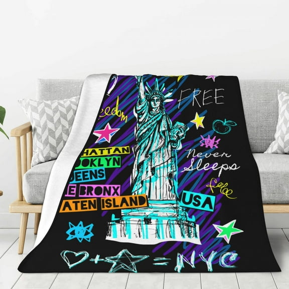 Hirioo New York City for Flannel Blanket, Cozy and Warm Throw for Bed or Couch ,Perfect for All Seasons-80"x60"