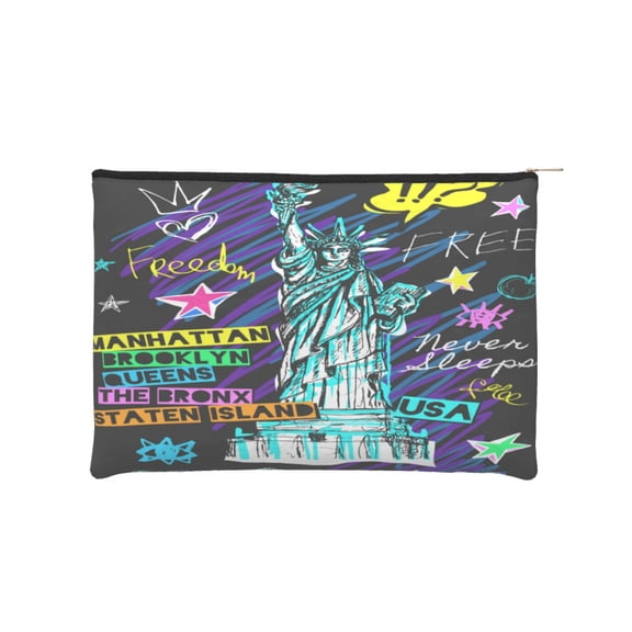 Hirioo New York City for Paper Reusable Cosmetic Bag Zipper Encouragement Travel Pouch Toiletry Bag for Women Girls