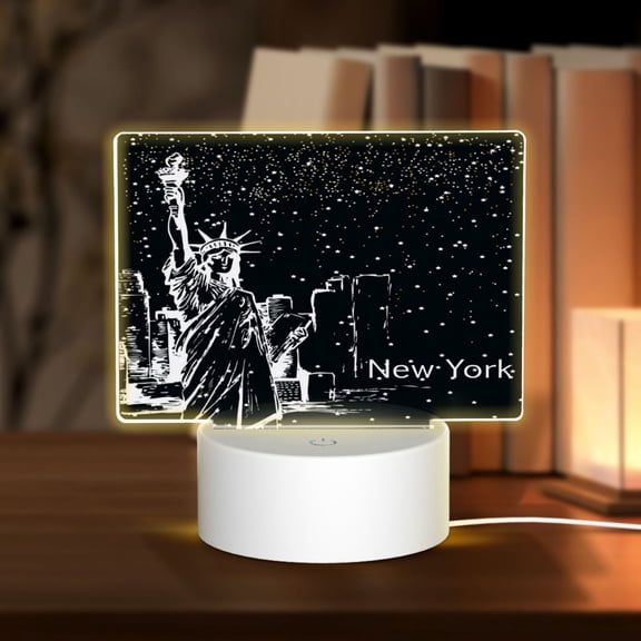 Hirioo New York City1 for Rectangular Acrylic with Night Light Best Gifts for Lover Girl Mom, Valentine's Day Anniversary Birthday Wedding Present