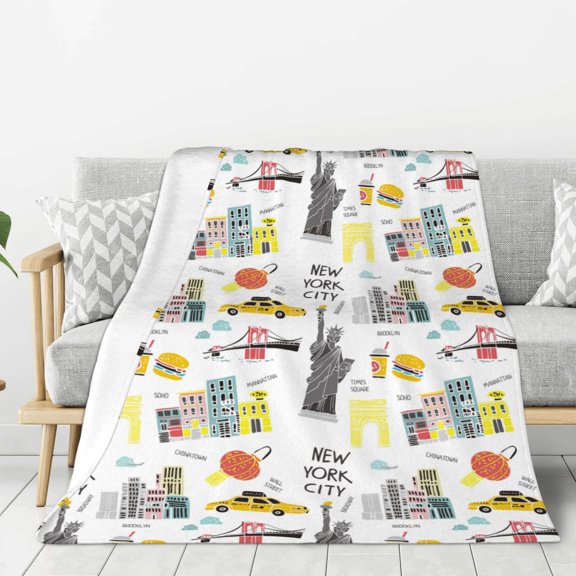 Hirioo New York for Flannel Blanket, Cozy and Warm Throw for Bed or Couch ,Perfect for All Seasons-80"x60"