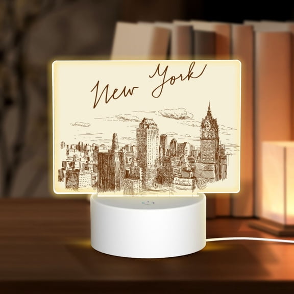 Hirioo New York for Rectangular Acrylic with Night Light Best Gifts for Lover Girl Mom, Valentine's Day Anniversary Birthday Wedding Present
