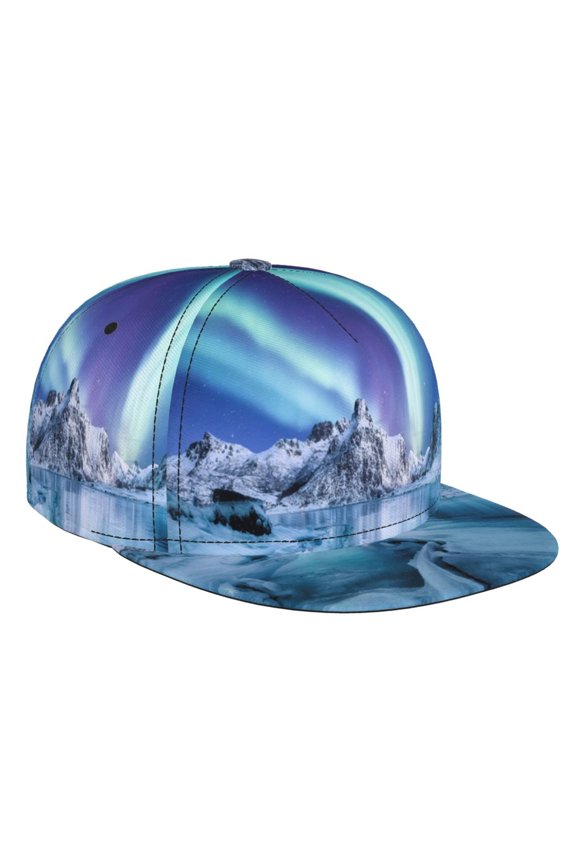Night At Lake Aurora 1 for Baseball Cap Men Cap Flat Brim for Men Women Teens Adjustable Baseball Cap