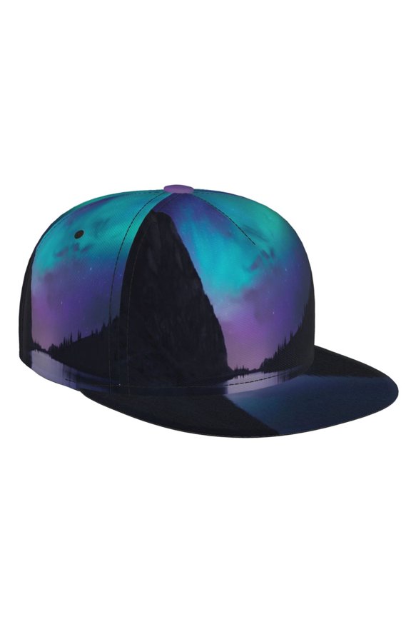 Night At Lake Aurora for Baseball Cap Men Cap Flat Brim for Men Women Teens Adjustable Baseball Cap