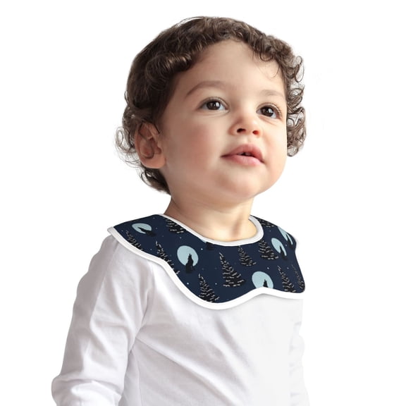 Hirioo Night Forest Wolf for Baby Cotton Petal Bib Drool Bibs for Baby Boy Unisex