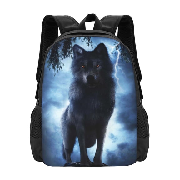 Hirioo Night Scene of Wolves for Minimalist Backpack Large Capacity Backpack Travel Backpack For School