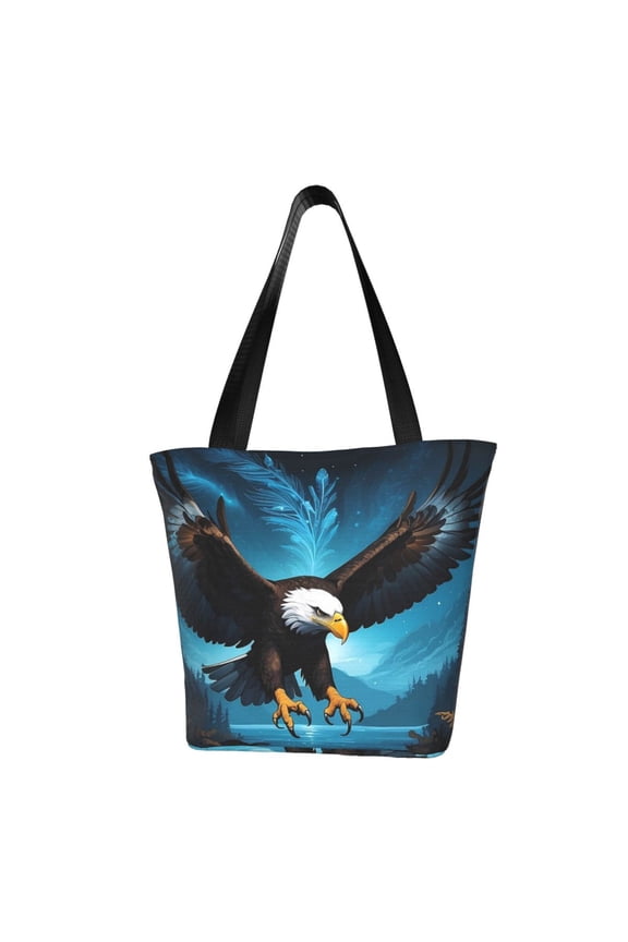 Night Sky Forest Bald Eagle for Women's Casual Shoulder Tote Bag Handbag For Women Work College Travel Business Shopping
