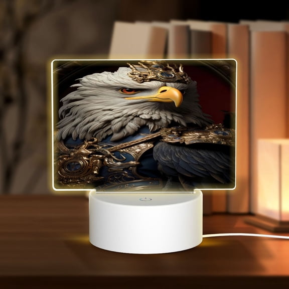 Hirioo Noble Style Bald Eagle for Rectangular Acrylic with Night Light Best Gifts for Lover Girl Mom, Valentine's Day Anniversary Birthday Wedding Present