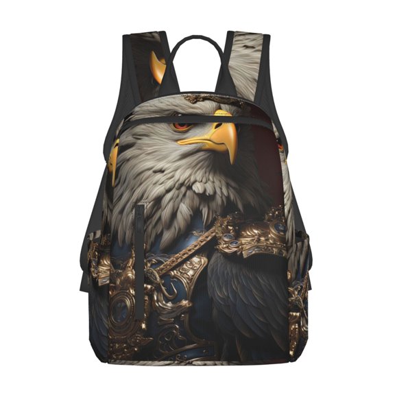 Hirioo Noble Style Bald Eagle for Lightweight Backpack, Durable and Comfortable, Ideal for Travel, School, Hiking, and Everyday Use