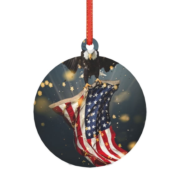 Hirioo North American Bald Eagle1 for Acrylic Christmas Pendant Hanging Christmas Tree Ornaments, Car, Home, Office Gift Decor-Round Shape