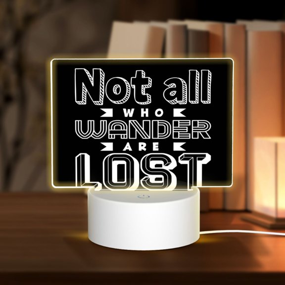 Hirioo Not All Who Wander Are Lost 2 for Rectangular Acrylic with Night Light Best Gifts for Lover Girl Mom, Valentine's Day Anniversary Birthday Wedding Present