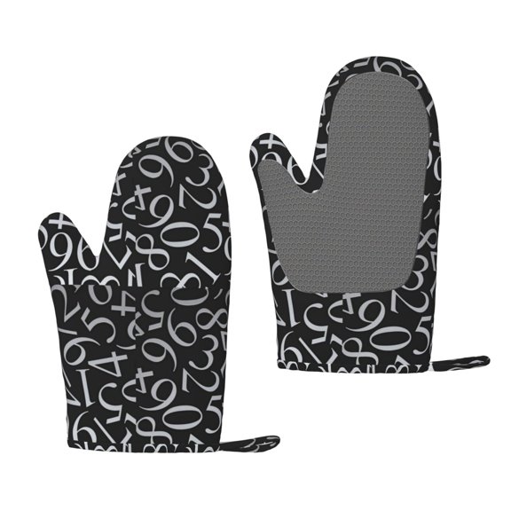 Hirioo Numbers for Silicone Oven Mitts for BBQ, Baking, Cooking, Set of 2, Heat Resistant 260, Non-Slip Kitchen Essentials