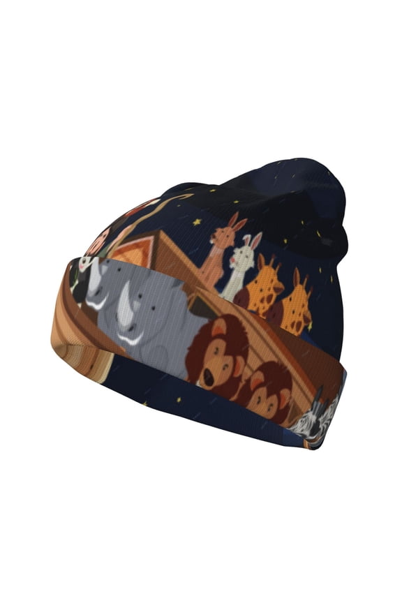 Ocean Scene with Noah's Ark for Men's Knit Cuffed Beanie for Outdoor Activities Unisex