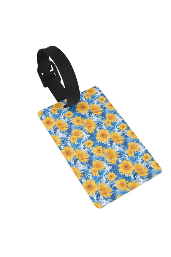 Ocean Wave Sunflower for Luggage ID Tag with Adjustable Strap Travel Baggage Bag Tags Suitcase Identify Labels for Women Men