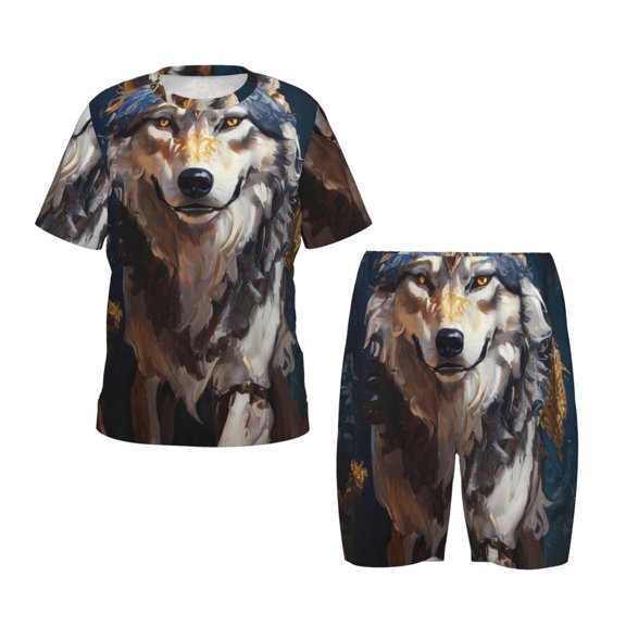 Hirioo Oil Painting Tribal Wolf Hirioo-3X-Large