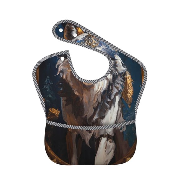 Hirioo Oil Painting Tribal Wolf for Baby Waterproof Pocket Bib Adjustable Closed for Babies Toddlers with Large Pocket 6-24Months