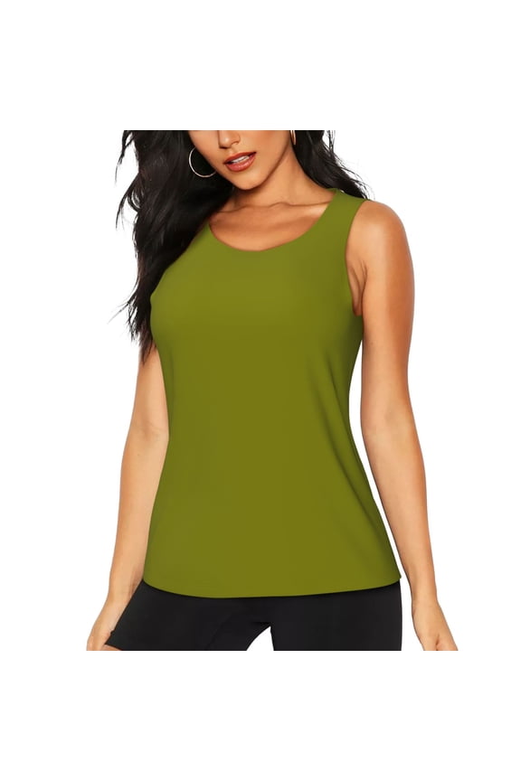 Olive for Women's Workout Tank Top Sleeveless Workout Tops Athletic Gym Shirts-Medium
