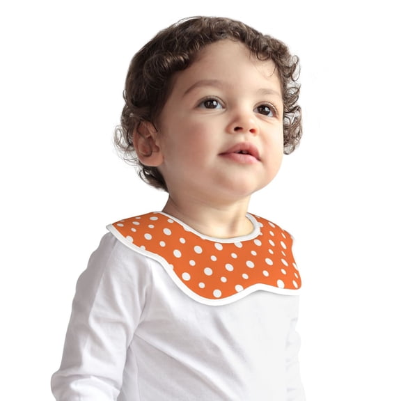 Hirioo Orange And White Polka Dot for Baby Cotton Petal Bib Drool Bibs for Baby Boy Unisex