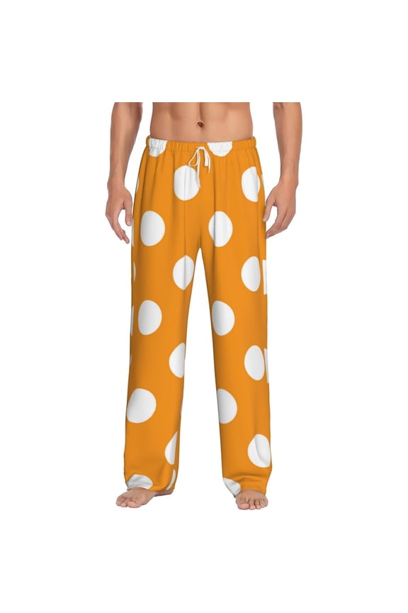 Orange And White Polka Dot for Women's PJ Pajama Pants Sleep Pants Women's Home Trousers with Pockets,S-3XL-3X-Large