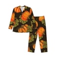 thumbnail image 1 of Hirioo Orange Pumpkin for Men's Pajama Sets 2 Piece Pjs Men's Long-Sleeved Pajama Set Button Down Sleepwear,S-XXL-XX-Large, 1 of 7