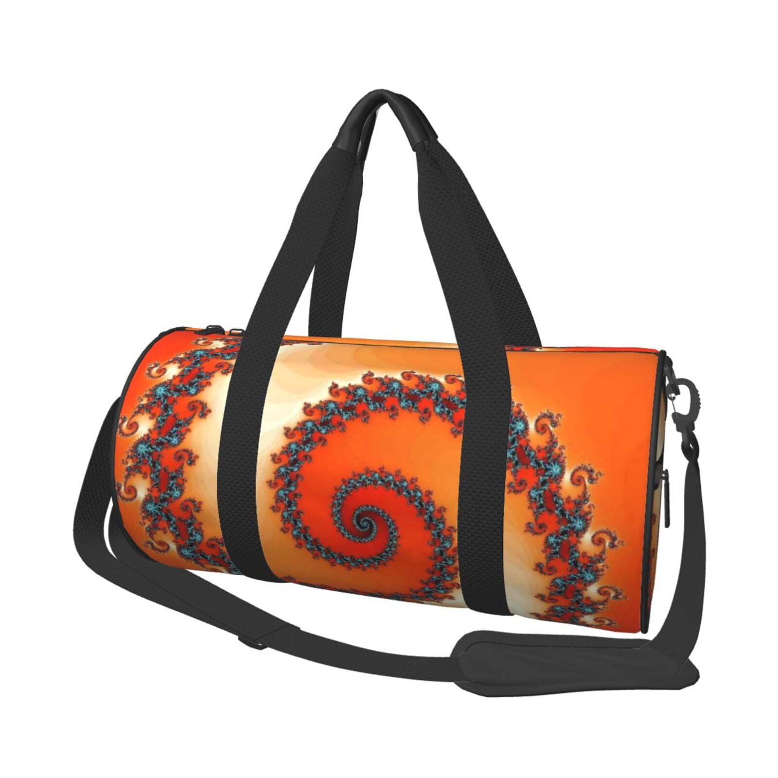 Hirioo Orange Rotating for Round Large Capacity Travel Luggage Bag Weekend Getaway Bag for Gym Beach Swim Bag Men Women