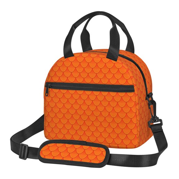 Hirioo Orange Scales for Crossbody Lunch Box for Women Men with Adjustable Shoulder Strap for School, Work and Travel
