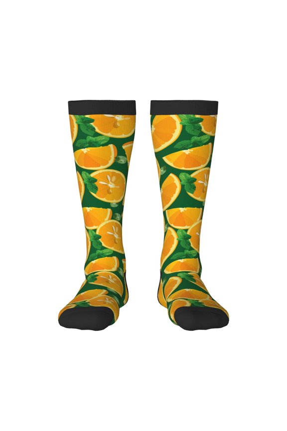 Orange for Adult Stockings Breathable Sock Non-Pilling,Contrasting Color Design