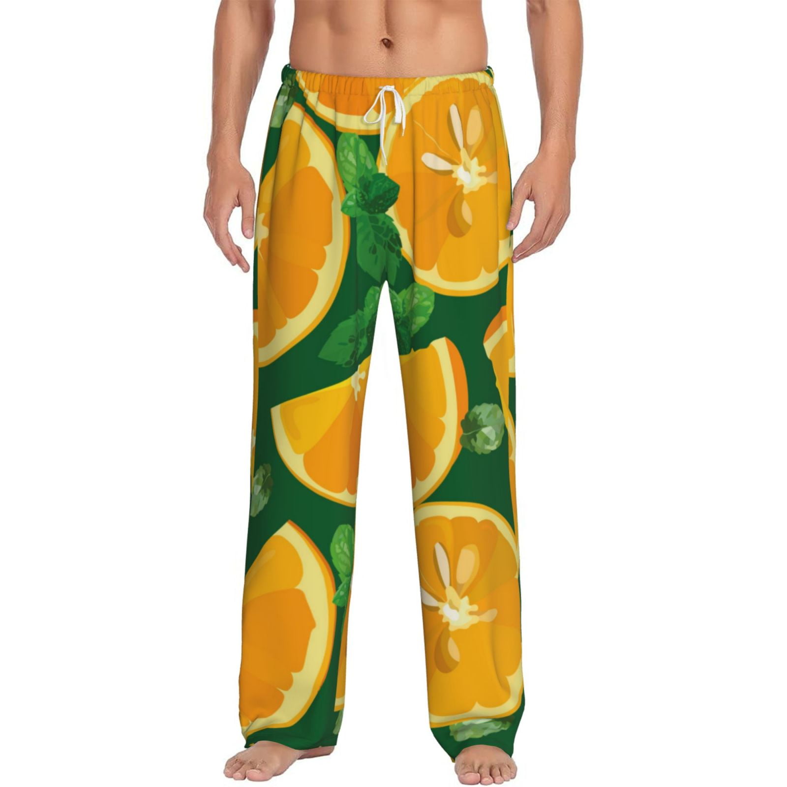 Hirioo Orange for Men's PJ Pajama Pants Sleep Pants Men's Home Trousers ...