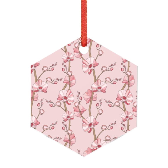 Hirioo Orchids Flowers for Acrylic Christmas Pendant Hanging Christmas Tree Ornaments, Car, Home, Office Gift Decor-Hexagon
