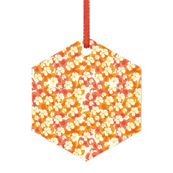 Hirioo Orchids Flowers for Acrylic Christmas Pendant Hanging Christmas Tree Ornaments, Car, Home, Office Gift Decor-Hexagon