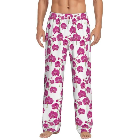 Hirioo Orchids Flowers for Women's PJ Pajama Pants Sleep Pants Women's Home Trousers with Pockets,S-3XL-Small