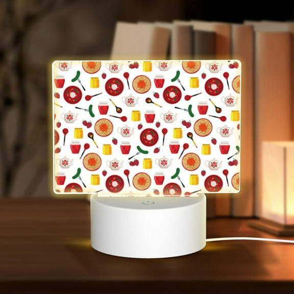 Hirioo Oriental Cuisine for Rectangular Acrylic with Night Light Best Gifts for Lover Girl Mom, Valentine's Day Anniversary Birthday Wedding Present