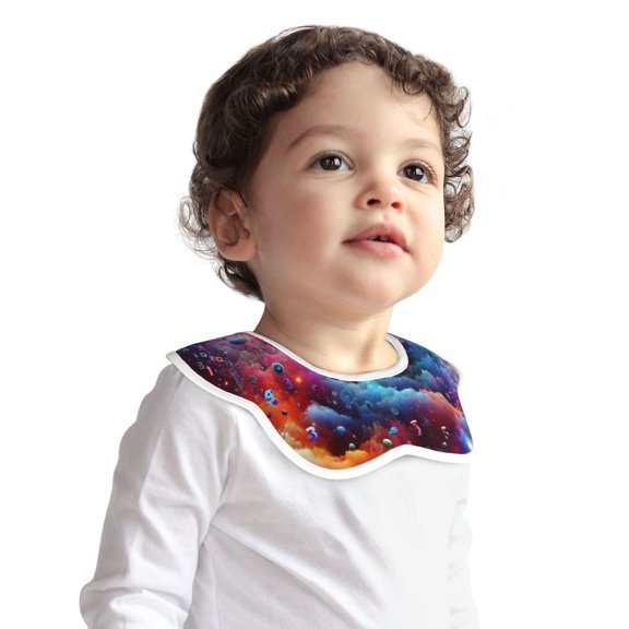 Hirioo Outer Space Floating Numbers And Letters for Baby Cotton Petal Bib Drool Bibs for Baby Boy Unisex