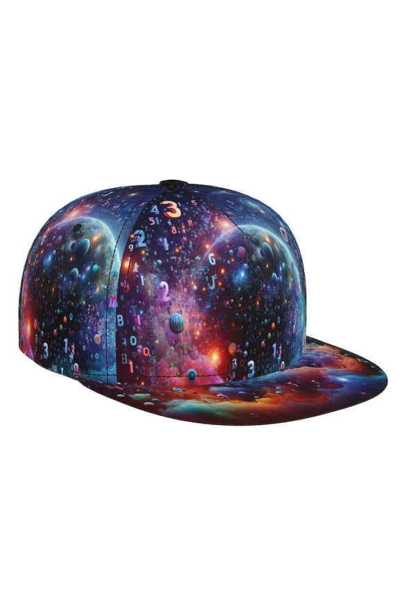 Outer Space Floating Numbers And Letters for Baseball Cap Men Cap Flat Brim for Men Women Teens Adjustable Baseball Cap