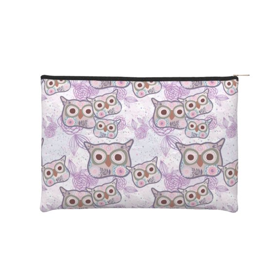 Hirioo Owl And Floral for Paper Reusable Cosmetic Bag Zipper Encouragement Travel Pouch Toiletry Bag for Women Girls