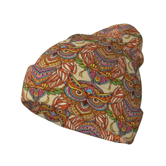 Hirioo Owl Mandala for Men's Knit Cuffed Beanie for Outdoor Activities Unisex