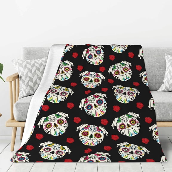 Hirioo PUG for Flannel Blanket, Cozy and Warm Throw for Bed or Couch ,Perfect for All Seasons-40"x30"