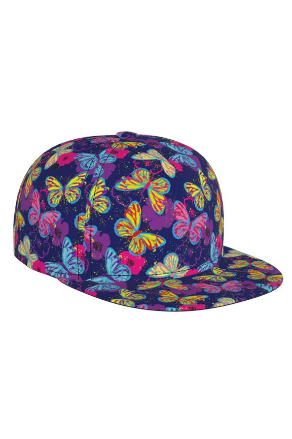 Paint Butterflies for Baseball Cap Men Cap Flat Brim for Men Women Teens Adjustable Baseball Cap