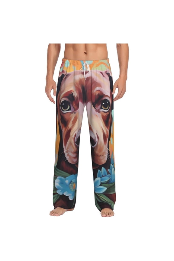 Painted Flower Puppy for Women's PJ Pajama Pants Sleep Pants Women's Home Trousers with Pockets,S-3XL-Medium