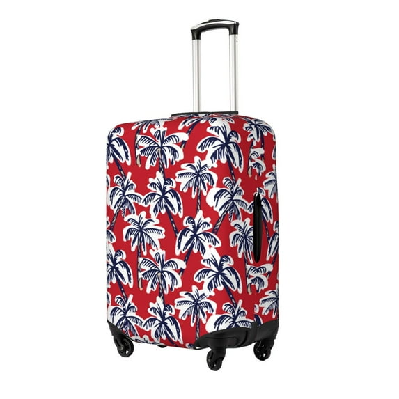 Hirioo Palm Tree Pattern on Red for Elasticity Suitcase Cover (No luggage Included) Durable Luggage Protector Fits 18-32 Inch Luggage-Large
