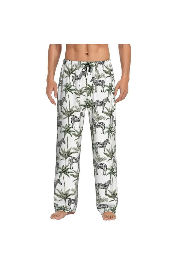 Palm Trees Zebra for Women's PJ Pajama Pants Sleep Pants Women's Home Trousers with Pockets,S-3XL-Medium