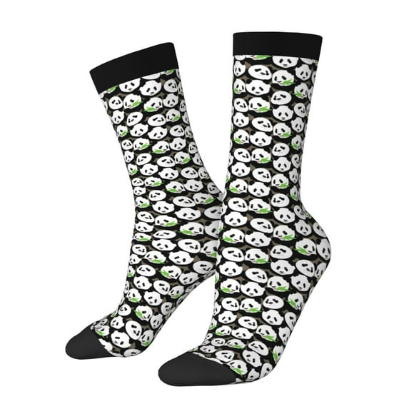 Hirioo Panda Bear Pattern Adult Middle Tube Socks Breathable Sock Non-Pilling,Contrasting Color Design