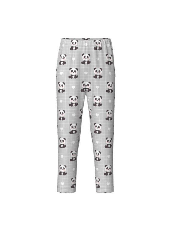 Panda Bear for Teenagers' Pajama Pants Womens Lounge Pants with Pockets Pj Bottoms Pants for Men-Large