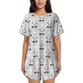 thumbnail image 1 of Hirioo Panda Bear for Women's 2 Piece Short-Sleeved Pajama PJ Sets for Women Shorts with Pockets Womens Lounge Set-Large, 1 of 6