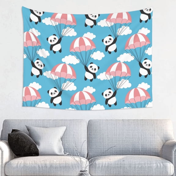 Hirioo Panda Flying in the Sky Print Tapestry Lightweight Fabric for Bedroom Aesthetic Home Wall Dorm Dcor Living Room Decor 29x37 Inch