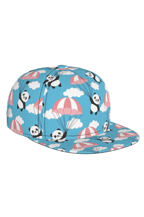Panda Flying in the Sky for Baseball Cap Men Cap Flat Brim for Men Women Teens Adjustable Baseball Cap