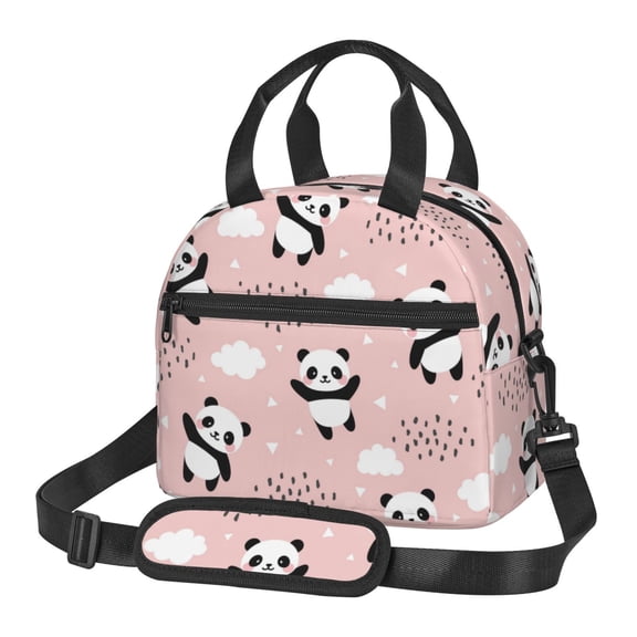Hirioo Panda for Crossbody Lunch Box for Women Men with Adjustable Shoulder Strap for School, Work and Travel