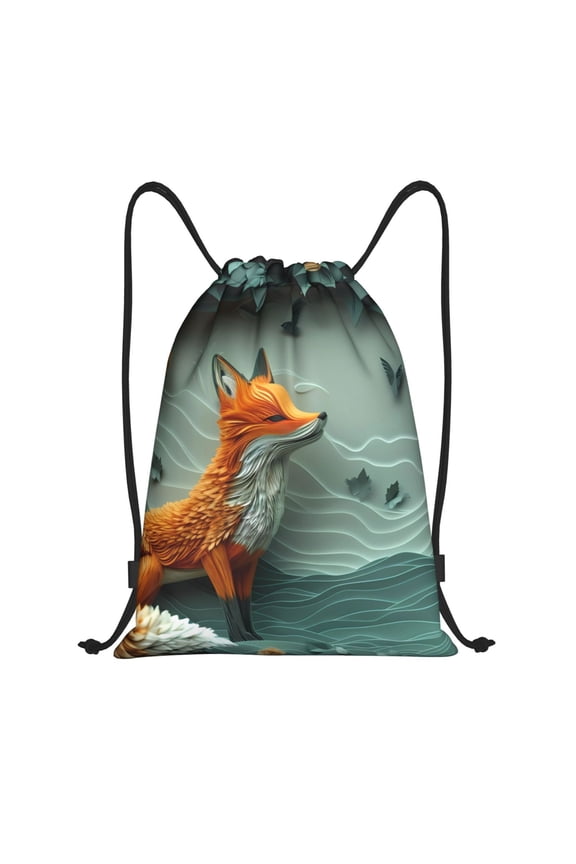 Paper Fox Crow Fantasy Print Drawstring Backpack Bag Sport Versatile Sports Backpack for Gym, Travel, Swimming, Beach