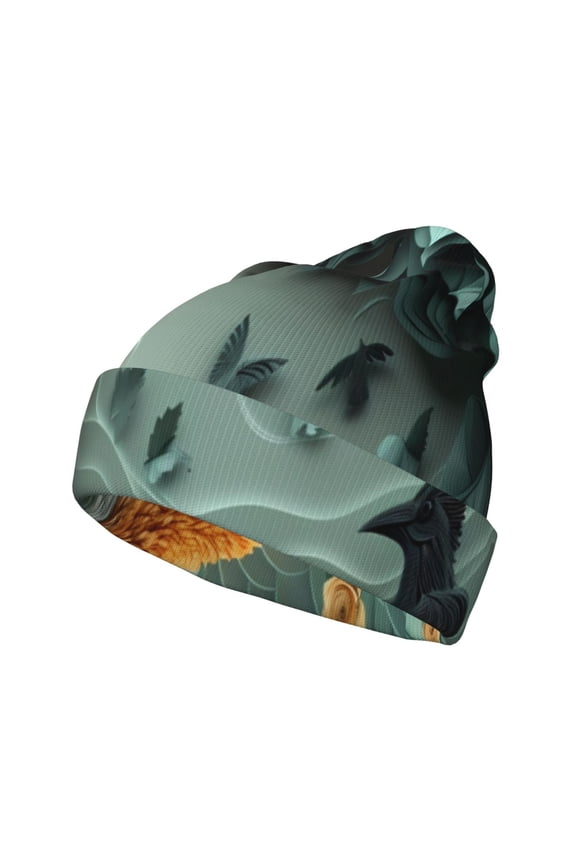 Paper Fox Crow Fantasy for Men's Knit Cuffed Beanie for Outdoor Activities Unisex