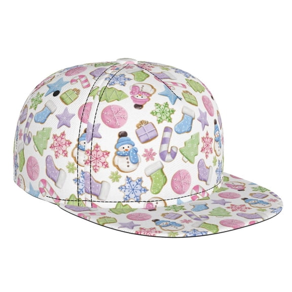 Hirioo Pastel Christmas Cookies for Baseball Cap Men Cap Flat Brim for Men Women Teens Adjustable Baseball Cap