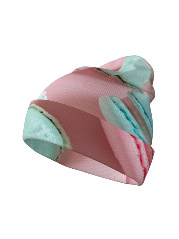 Pastel Macarons Delight for Men's Knit Cuffed Beanie for Outdoor Activities Unisex